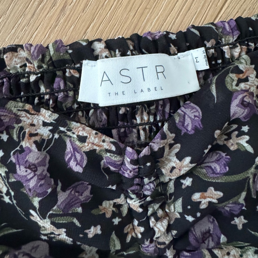 ASTR the Label Sweetheart Cutout Dress Black-Purple Ditsy Print Size Medium - Picture 6 of 11